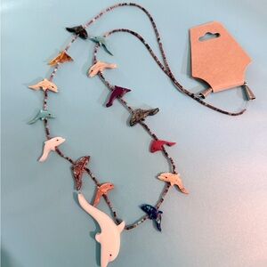 zuni dolphin fetish native american necklace turquoise multi color